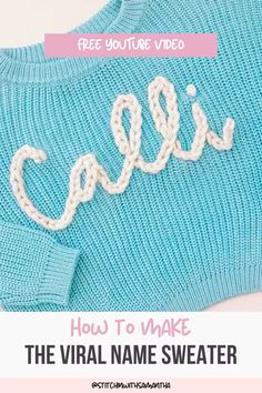 a sweater with the word calm written on it and an image of a knitted sweater