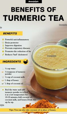 Turmeric Tea Benefits, Benefits Of Turmeric, Turmeric Recipes, Inflammatory Recipes, Health Drinks, Turmeric Tea, Healthy Teas, Inflammatory Diet, Golden Milk