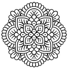 a black and white image of an intricate flower design on a white background with the words,