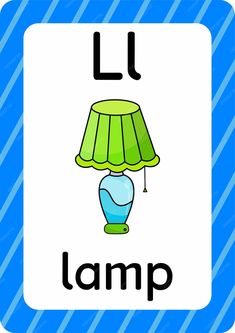 a blue and green lamp with the letter l in it's uppercase letters