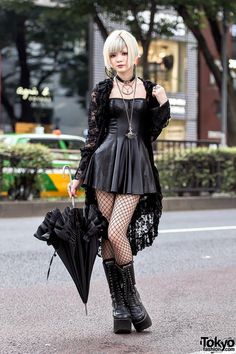 Drip Reference, Goth Blonde, Styl Goth, Mega Pokemon, Goth Outfit, Harajuku Girls, All Black Fashion, Hipster Grunge, Black Lace Mini Dress