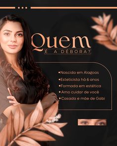 a woman with her arms crossed in front of an advertisement for queenea debora