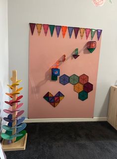 Why have a whiteboard when you can have a “whiteboard”? #ikeaplayroom Playroom Whiteboard Wall, Playroom Dry Erase Board, Playroom Wall Activities, Magnatiles Wall, Playroom Whiteboard, Magnetic Wall Playroom, Elementary Age Playroom, Girly Playroom Ideas, Accent Wall Playroom