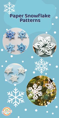 paper snowflake patterns are featured in this christmas card with the words,'paper snowflake patterns '