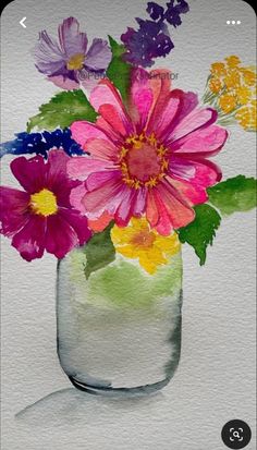 Flowers In A Jar, A Bunch Of Flowers, Learn Watercolor Painting, Watercolor Blog, Watercolor Flowers Tutorial, Watercolor Paintings For Beginners, Diy Watercolor Painting, Watercolor Projects, Watercolor Ideas