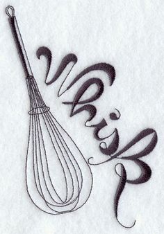 the word whisk is written in cursive writing