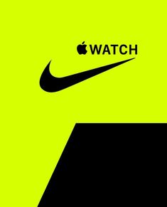 an apple watch logo is shown against a neon green background with black and white shapes