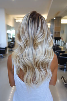 Creamy blonde balayage with soft, sun-kissed tones for a radiant finish. Creamy Blonde Balayage