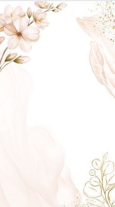 a white and gold background with flowers on it