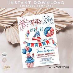 an american flag themed fourth of july birthday party with stars and stripes on the top