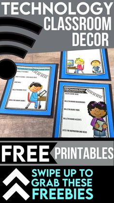 freebie technology classroom decor printables for students to use on the computer desk