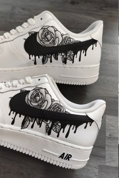 Air Force Noir, Custom Sneakers Diy, Diy Sneakers, Custom Kicks