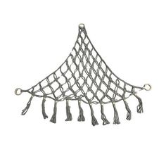 a metal net with tassels hanging from it