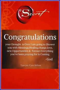 congratulations card with the words, you've been praying for coming god