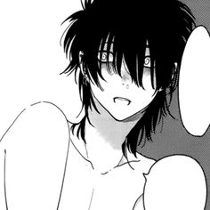 an anime character with black hair and white shirt, holding his hands behind his head