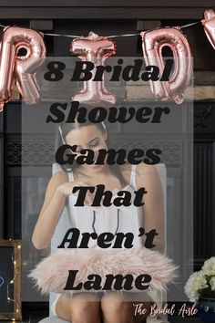 a woman sitting on top of a chair with the words bridal shower games that aren't lame