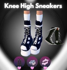 an image of some shoes that are in the shape of heart and text reading knee high sneakers