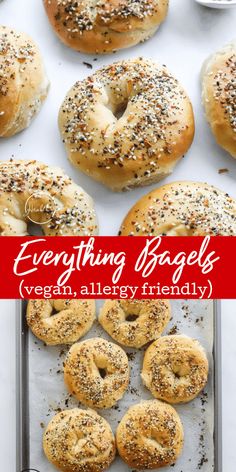 everything bagels are ready to be baked in the oven and then topped with poppy seed sprinkles