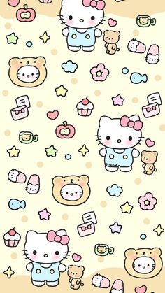 hello kitty wallpaper with many different items