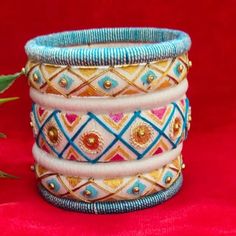 Cotton Thread Bangles, Navratri Bangles, Tread Bangles, Ajrak Print, Jewelry Room