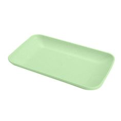 a light green plastic tray on a white background