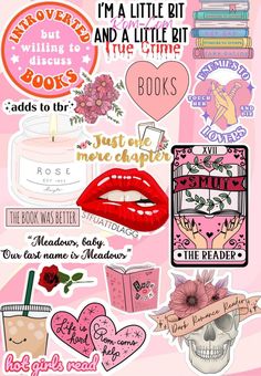 a bunch of stickers that are on top of a pink background with the words i'm a little bit and a little bit