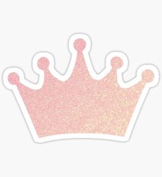 a pink glitter crown sticker on a white background