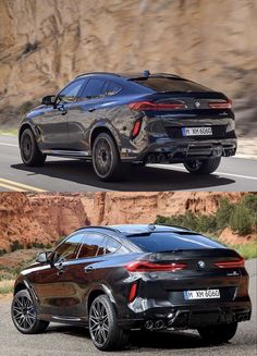 two side by side images of the same bmw x6 and mercedes c - class