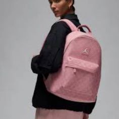 New Color: Pink Glaze Product Information Carry Your Stuff In Dna Style With This Spacious Backpack. Inside The Main Zippered Compartment There Is A Laptop Sleeve. Toss Items You Need Quick And Easy Access To In The Front Zip Pocket. The Adjustable Padded Straps Provide Comfortable Wear. Jordan Bag, Nike Pink Backpack, Pink Standard Backpack For Sports, Pink Sporty Standard Backpack, Pink Backpack For On-the-go, Pink Zipper Closure Standard Backpack, Monogram Backpack, Womens Jordans, Laptop Sleeves