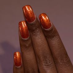 Orange Glitter Nails Acrylic, Burnt Orange Ombre Nails, Sparkly Fall Nails, Terracotta Nails, Fall Moodboard, Hands Nails, Thanksgiving Nail Art, Shimmer Nail Polish