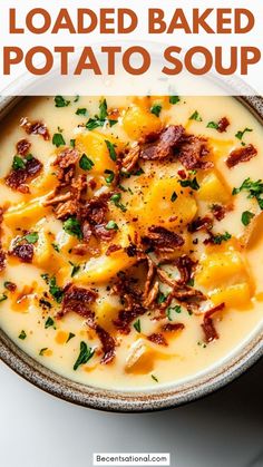 loaded baked potato soup in a bowl