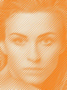 an orange and white background with wavy lines