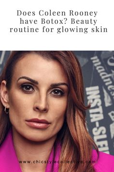 a woman with long brown hair wearing a pink jacket and gold hoop earrings is featured in the article does colen roney have botk? beauty routine for glowing skin