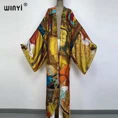 Kimono Kaftan Boho Soft Cardigan  Batwing Sleeve  Brand Name : winyi    Material : Rayon    Pattern Type : Print    Style : Young Style    Young Style : Bohemian    Age : 25-34    Fit : Fits larger than usual. Please check this store's sizing info Multicolor Free Size Long Sleeve Kimono, Bohemian Yellow Long Sleeve Kimono, Printed Long Kimono For Fall, One Size Long Printed Kimono, One Size Patterned Long Sleeve Kimono, Free Size Long Sleeve Fall Kimono, Fitted Long Printed Kimono, Vintage Long Sleeve Printed Kimono, Vintage Printed Long Sleeve Kimono