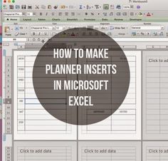 an excel spreadsheet with the text how to make planner inserts in microsoft excel