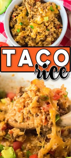 taco rice recipe, recipe for taco rice, ground beef dinner recipe, one pot dinner recipe, easy dinner recipe, budget dinner recipes, gluten free dinner recipe, taco dinner recipe, cheesy taco rice recipe 30 Minute Mexican Meals, Taco Fried Rice, Mexican Taco Rice, Taco Rice With Queso, Taco Hotdish, Taco Rice Bowl, Taco Rice Recipe, Taco Rice Casserole, Taco Rice Skillet