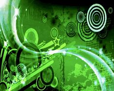 an abstract green background with circles and stars