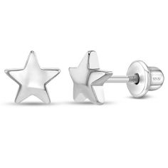 Your little girl's face will light up like a star when you give her these adorable little star earrings.  An iconic and timeless design, crafted beautifully in 925 sterling silver, a naturally hypoallergenic fine metal that is completely safe for children with sensitive skin. The posts are threaded and feature a safety back system to ensure your child's earrings stay comfortably in place. These earrings make a perfect gift for the little star in your life! Complimentary gift box is included for Indie Accessories, Life Vibes, Kids Earrings, Dope Jewelry, Jewelry Inspo, Screw Back Earrings, Dream Jewelry, Ear Jewelry, Pretty Jewellery