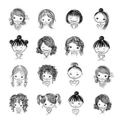 hand drawn children's faces with different hairstyles - csp8796