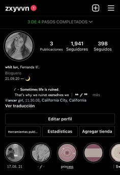 an image of a woman's profile on her cell phone, with the caption in spanish