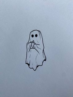 a drawing of a ghost holding his hands in front of his face with the eyes closed