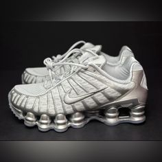 No Box Lid! Women’s Nike Shox Tl ‘Chrome’ Ar3566-003 Nike Shox Tl, Nike Shox For Women, Nike Silver, Nike Shox, Nike Shoes Women, Shoes Women, Women's Nike, Nike Shoes, Nike Women