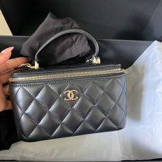 Authentic. Poshmark Will Authenticate As Well Chanel Vanity Bag, Chanel Vanity, Vanity Bag, Black Baby, Black Babies, Chanel Bags, Fashion Nails, Chanel Bag