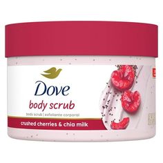 Revitalize your skin and senses with Dove Exfoliating Body Polish. This exfoliating body polish, with  moisturizing cream, provides lasting nourishment to reveal revitalized skin. Infused with crushed cherries and chia milk, this body polish gently exfoliates, cleanses, and nourishes your skin and provides complete skin care. Your skin will feel as soft as it looks. This exfoliating body scrub contains sulfate-free cleansers, is vegan and is in a 100% recycled jar. You can feel good about switch Chia Milk, Dove Body Scrub, Dove Exfoliating Body Polish, Smooth Skin Body, Exfoliating Body Polish, Dove Beauty, Exfoliating Body Scrub, Body Polish, Moisturizing Cream