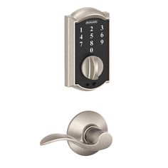 an electronic door lock with the number one on it and a keypad attached to it