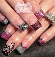 Girly Nails, Cute Acrylic Nail Designs, Animal Print Nails, Nail Swag, Bling Acrylic Nails