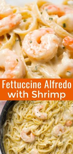 Fettuccine Alfredo with Shrimp is a delicious seafood pasta recipe with a creamy garlic parmesan sauce.