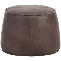 Mitchell Ottoman, Havana Dark Brown - Furniture - Chairs - High Fashion Home Employee Lounge, Brown Leather Ottoman, Round Pouf Ottoman, Brown Ottoman, Faux Leather Ottoman, Tea Lounge, Small Ottoman, Desk In Living Room, Square Pouf