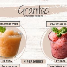 three different types of smoothies are shown in this graphic above it is an info sheet