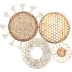 PRICES MAY VARY. Boho Wall Decor Set: the package contains 4 pieces of decorating baskets in 4 different styles, such as flat basket style, flower style and tassel style, full of boho and stylish atmosphere, meeting your daily using needs for decorations Add Elegance to Rooms: the boho wall decor for bedroom is designed into different shapes, simple but elegant, which is easy to match with various home decoration styles, suitable for white walls particularly, making your homes look more appealin Boho Basket Wall Art, Woven Wall Basket Decor, Boho Wall Basket Decor, Macrame Tassels, Woven Basket Wall Decor, Wall Basket Decor, Rattan Wall Decor, Woven Basket Wall, Basket Wall Hanging